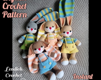 Easter Bunny Rabbit Crochet Pattern Amigurumi Stuffed Children's Toy