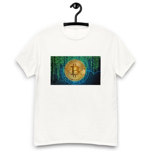 Bitcoin Crypto T-shirt - Blockchain Inspire Code Matrix Shirt - Sammanfoga stil med kryptosubstans - Klassisk herrtröja