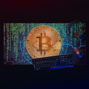 Bitcoin Crypto - GAMING MOUSEPAD - Blockkette Code - Matrix - Extrabreites Mousepad - Unleash Crypto - Gaming Mauspad