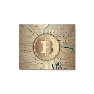 Bitcoin Crypto - Gold Plated Computer Chip - Metal Glossy Poster - Crypto Elegance in PrintMetal prints