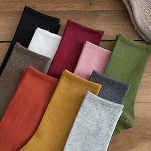 Boot Socks Woman | Casual Crew Socks | Solid Colors Cotton Socks | Cozy Cute Girl Socks