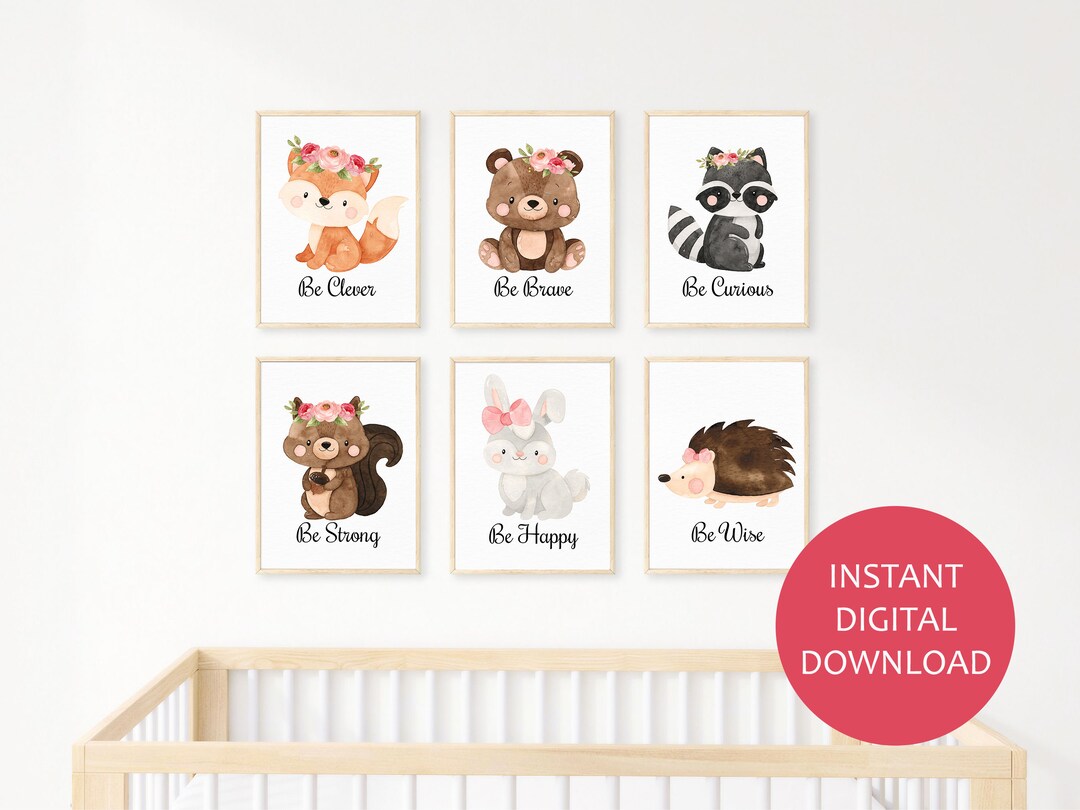 Woodland Animal Nursery Wall Art, Nursery Decor, Baby Animal Decor, Forest Animals Wall Art
