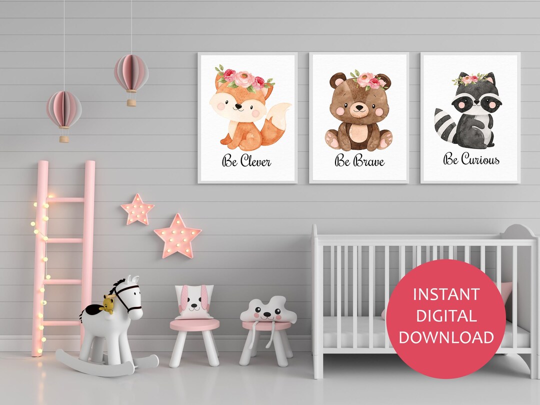 Woodland Animal Nursery Wall Art, Nursery Decor, Baby Animal Decor, Forest Animals Wall Art