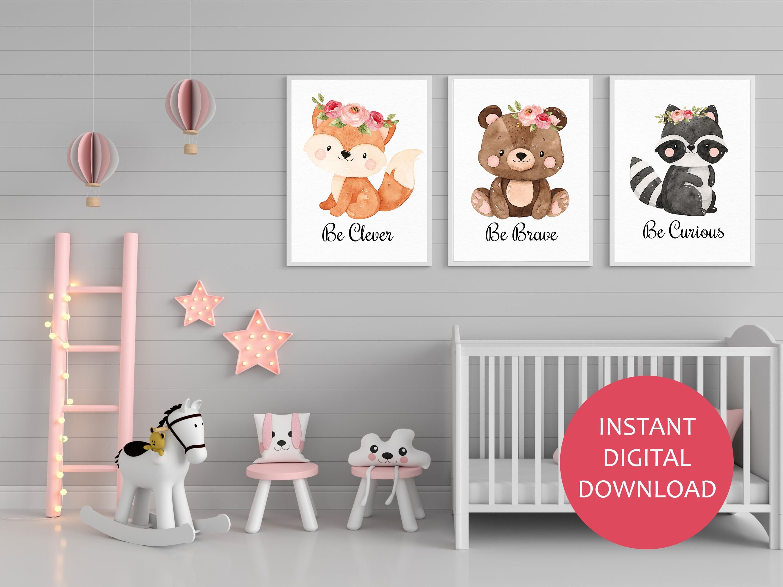 Woodland Animal Nursery Wall Art, Nursery Decor, Baby Animal Decor