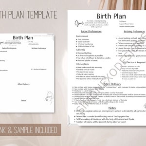 Minimal Birth Plan Template: Editable Labor and Delivery Preferences (Canva, Digital Download)