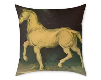 Van Goghs Horse Canvas Pillow