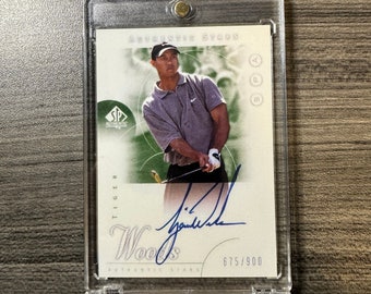 Reprint Tiger Woods 2001 Upper Deck SPA Golf Authentic Stars Autographs #45 Signed Rookie Card (#675/900) Facsimile