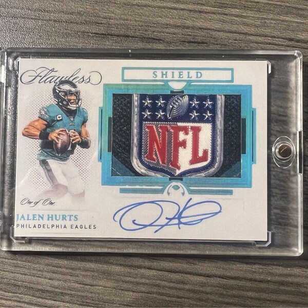 Reprint Jalen Hurts 2021 Flawless Shield Signatures #LSS-JHU NFL Shield Patch Auto Card 1/1 Facsimile