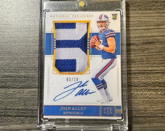 Josh Allen 2018 NT Rookie Patch Autographs Holo Gold #163 Signed Patch RC Card 03/10 Facsimile Reprint