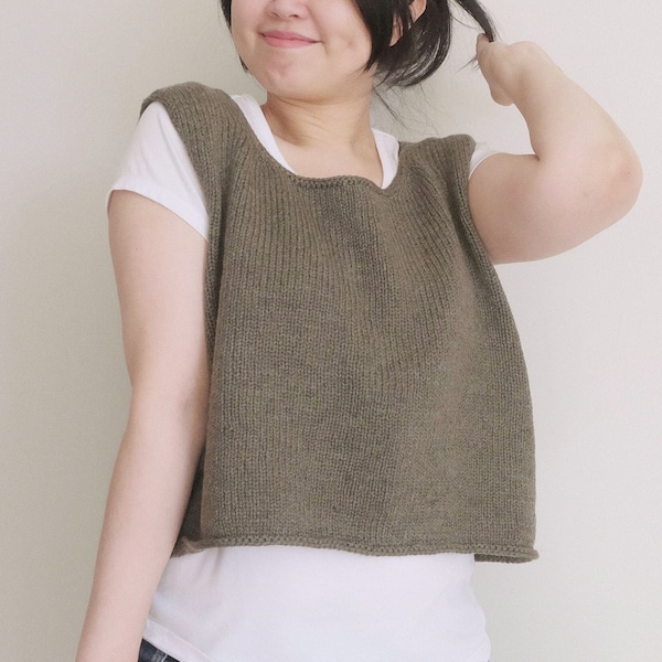 Knitting pattern | Classic modern top knitting pattern, easy for beginner, slipover top jumper pattern, Olivia Top knitting pattern