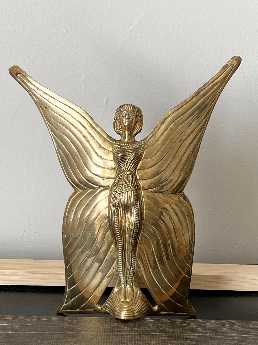 Antique Found Brass Object Butterfly Woman Part Etsy
