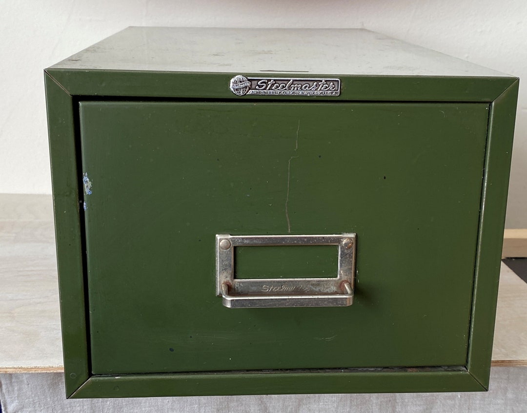 Steelmaster Green Metal File Box Drawer Card File Industrial Decor Etsy