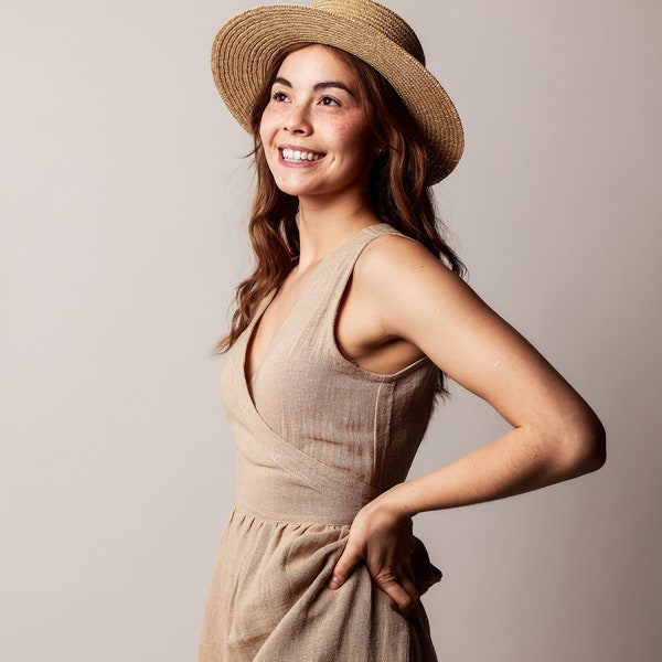 Hemp Sandy Wrap Dress | Natural Hemp | Sustainable Linen Dress |  Bohemian hemp clothing |  100% Hemp dress