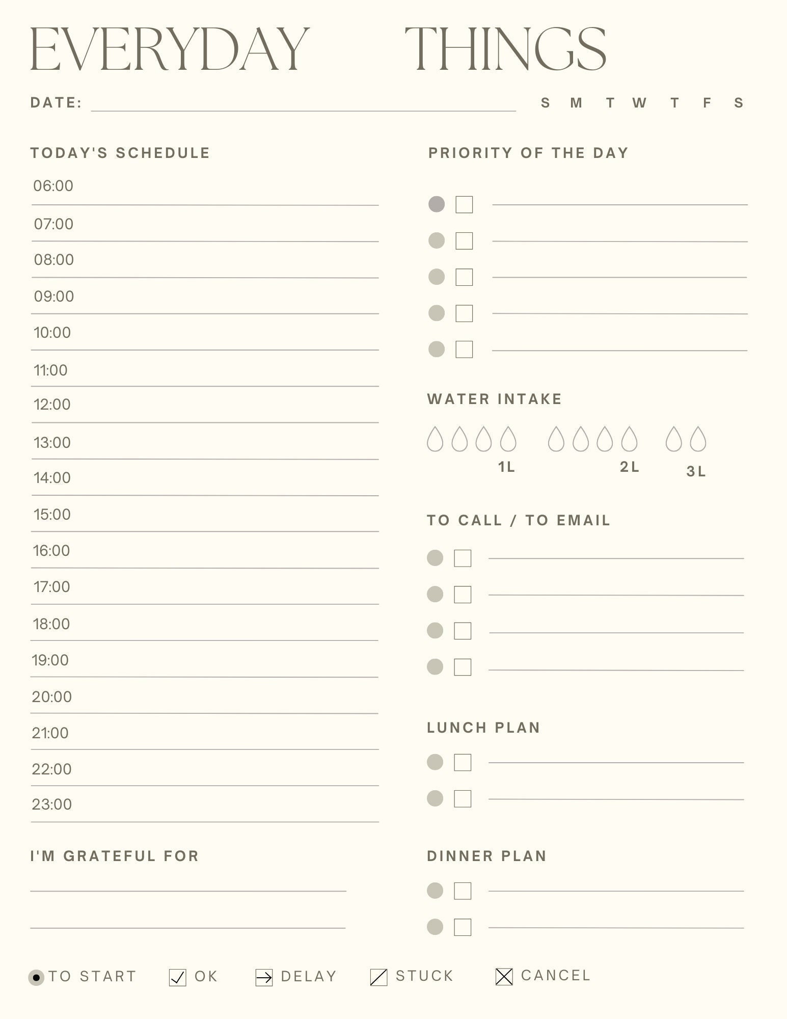 Daily To-do Printable Planner, Instant Download, Daily Schedule, Weeky ...