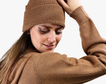 Alpaca hat -Hand made 100% Baby Alpaca Waffle Beanie