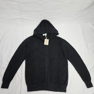 Alpaka-Pullover - Bequemer, 100% Alpaka-klassischer Strick-Schwarz-Hoodie mit durchgehendem Reißverschluss