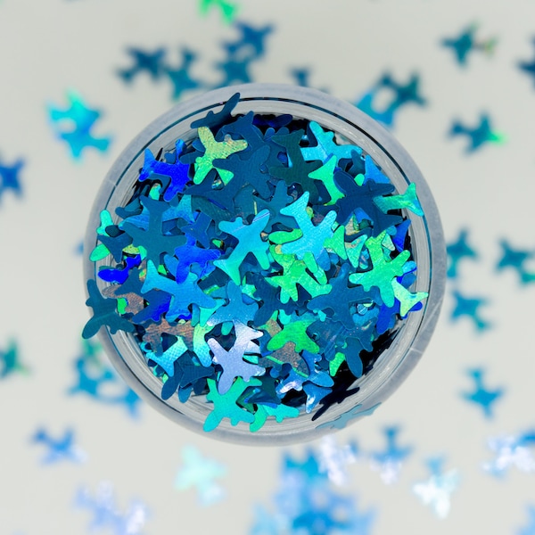 Holographic Blue Airplane Confetti