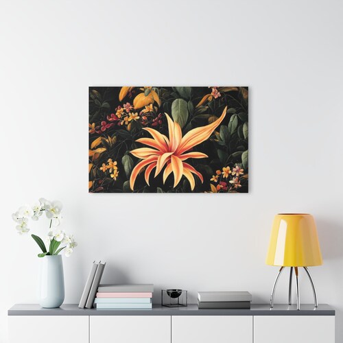 Moonlight Flower Tropical Botanical Painting (Ultra-High Resolution) printed on Modern shops Acrylic