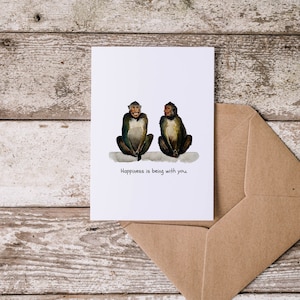 Printable Monkey Greeting Card for Couples | Anniversary Card | Valentines Day Card | Printable Wall Art | Instant Download