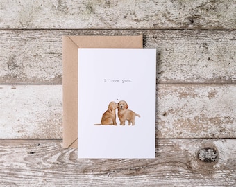 Biglietto d'auguri per coppie con cani: anniversario, matrimonio, San Valentino (download immediato)