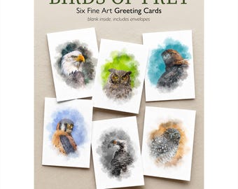 Fine Art-wenskaarten voor roofvogels | Set van 6 inch