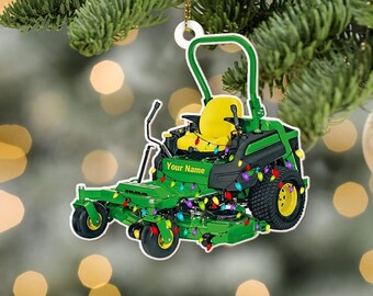 Personalized Lawn Mowers Christmas Tree Ornament, Riding Mowers with Xmas Light Ornament 2024, Hanging Ornaments for Holidays