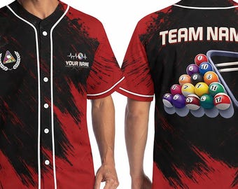 Camiseta de billar personalizada, camisa de billar personalizada para equipo, regalo para jugador de billar, camiseta de billar de manga corta con botones.