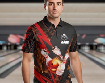 Camiseta de bolos personalizada, camiseta de bolos personalizada para equipo, regalo para jugador de bolos, camiseta de bolos de manga corta con botones.