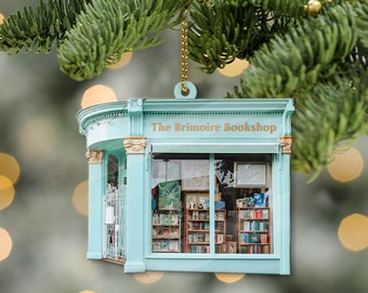 FREE GIFTBOX & CARD Personalized Bookstore Christmas Ornament , Bookshop Keepsake  Book Lovers - Xmas Tree Hanging Decoration