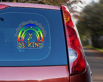 Autism Awareness Be Kind Decal For Truck Window Car Accessories 3D Stickers Vinyl Decal, Waterproof, Extra Sticky, Durable, 100% Vinyl.