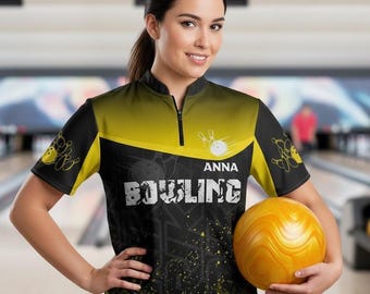 Camiseta de bolos personalizada, camiseta de bolos personalizada para equipo, regalo para jugador de bolos, camiseta de bolos de manga corta con botones.