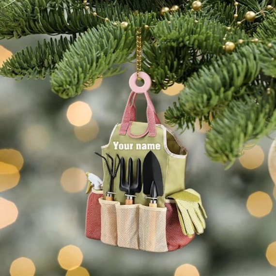 FREE GIFTBOX & CARD Personalized Christmas Garden Tools Bag Ornament,Gardener Stuff Ornament , Hanging Ornaments for Holidays,Ornament