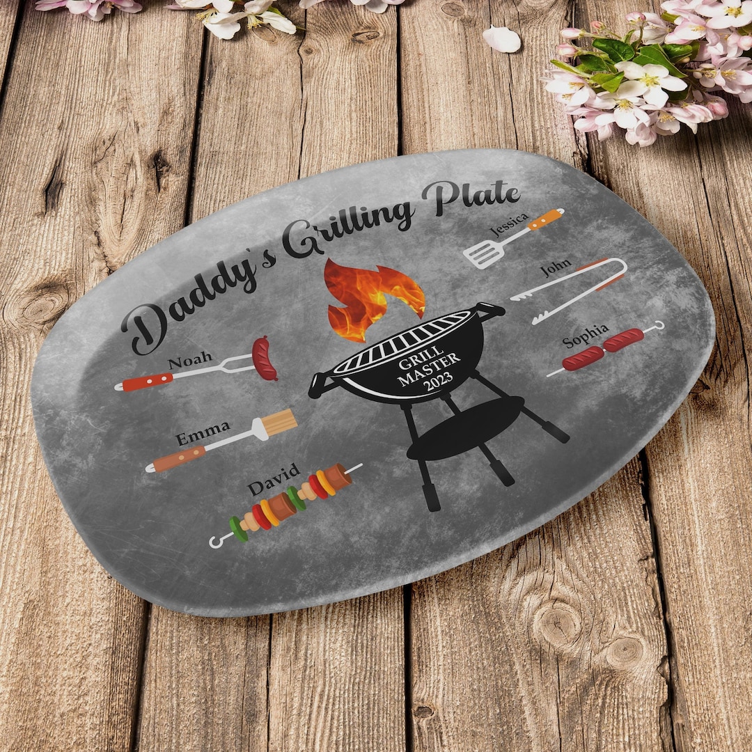 Personalized Daddy's Grilling Plate, Platter for Father's Day, Daddy's