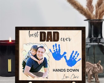 Personalized Father's Day Gift, Father's Day Wooden Sign, DIY Hand Print Sign, Gifts For Dad, Grandpa