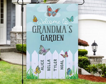 Grandma's Garden Flag, Personalized Garden Flag for Grandma, Welcome Garden Flag, Mimi's Garden Flag, 12x18 Spring Garden Flag, Gift for Mom