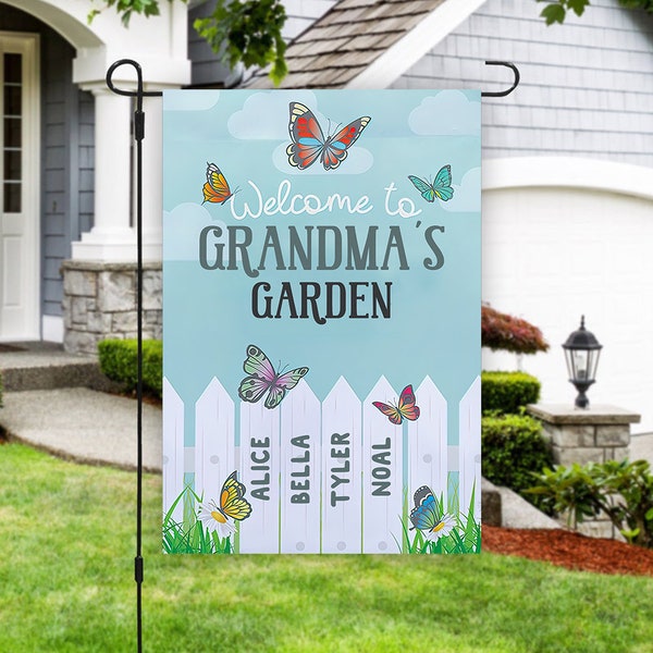 Grandma's Garden Flag, Personalized Garden Flag for Grandma, Welcome Garden Flag, Mimi's Garden Flag, 12x18 Spring Garden Flag, Gift for Mom