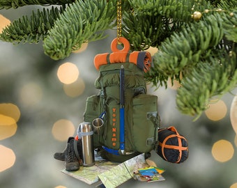 Personalized Hiking Bag Christmas Ornament ,Camping Lover Gift, Hiking Lover Ornament 2024, Keepsake Gift For Camper, Hiking Decor Gift.