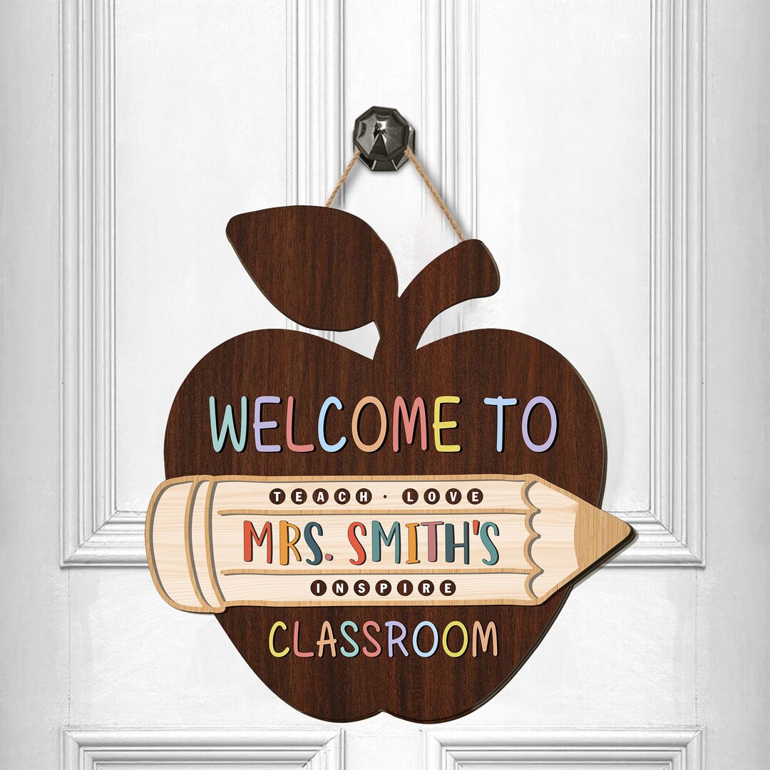 Personalized Teacher Sign, Classroom Door Hanger, Teachers Appreciation ...