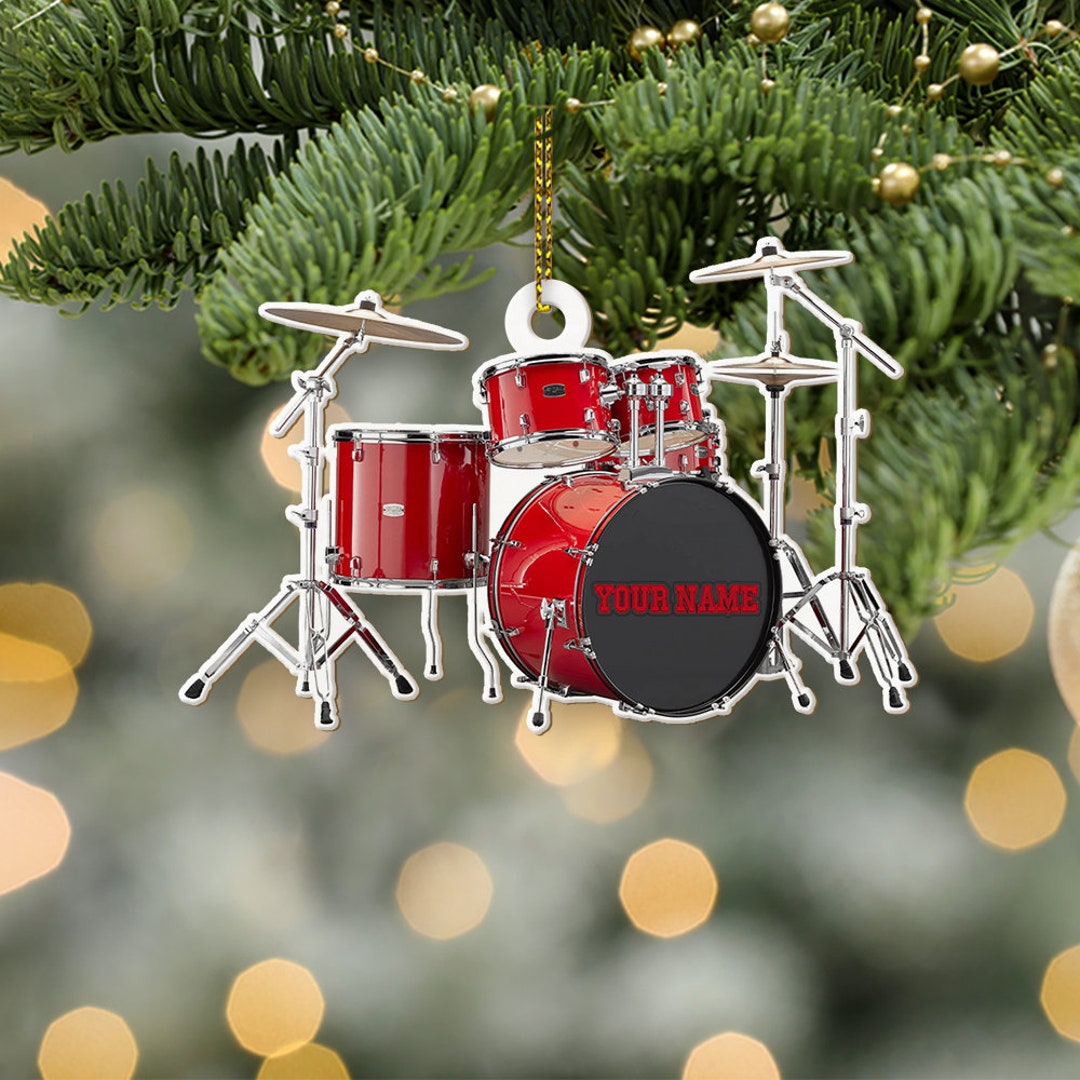 Drum Set Christmas Ornament Personalized 2022, Musical Instrument Drum