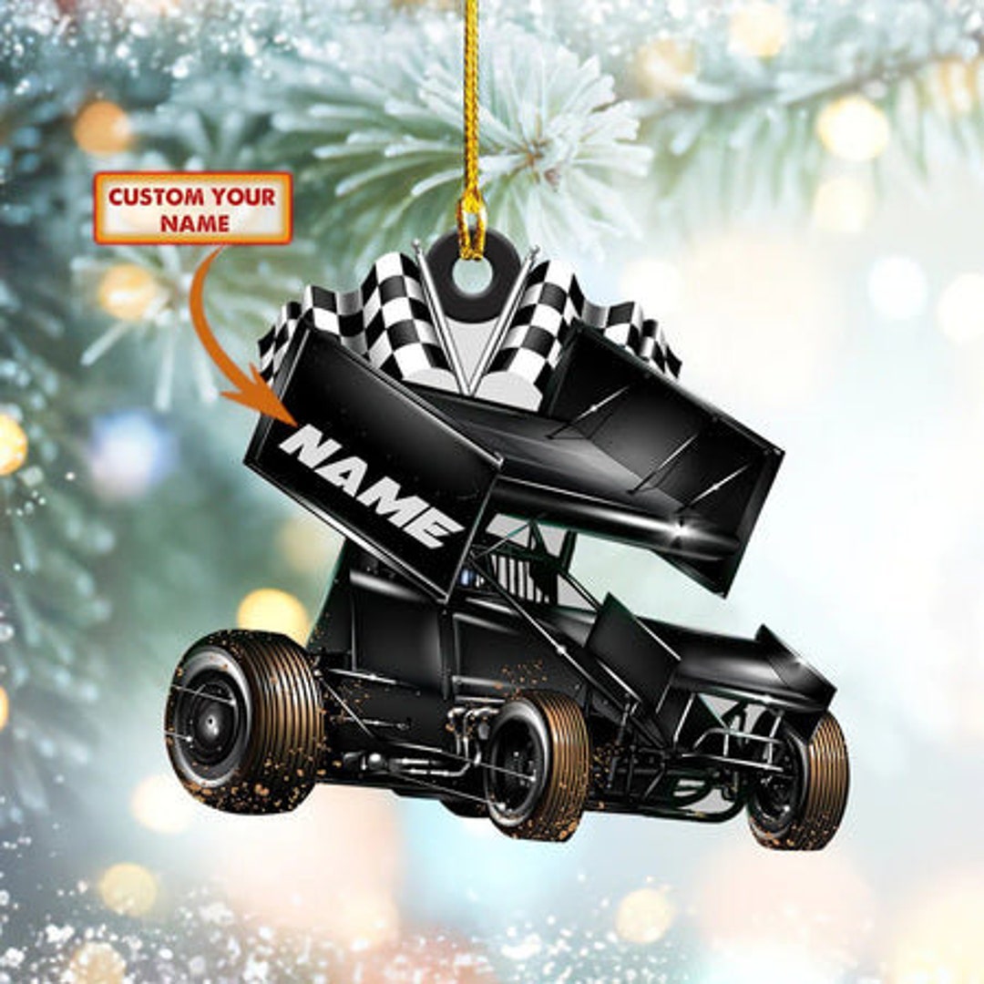Personalized Race Car Christmas Ornament 2023, Dirt Track Racing