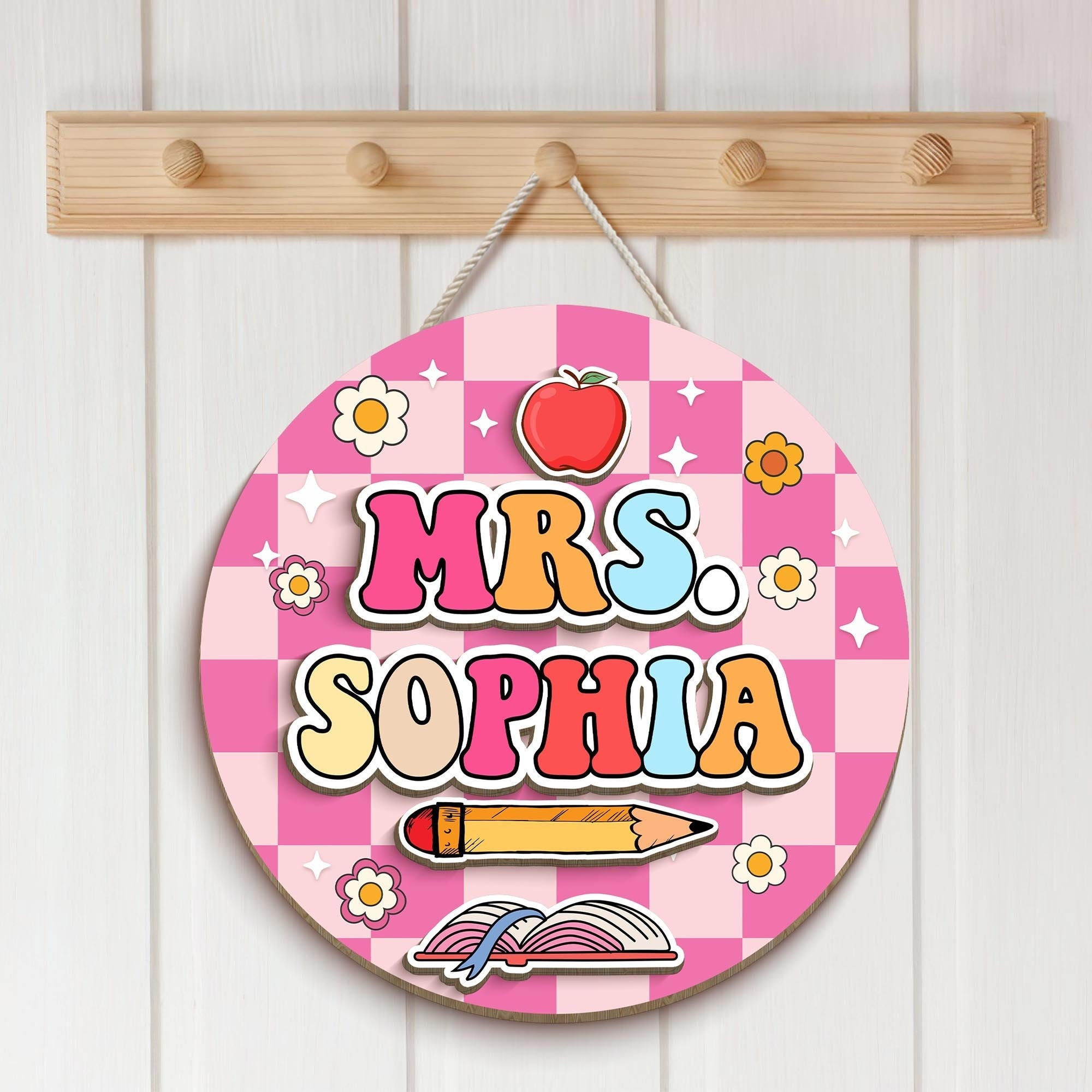 Personalized Groovy Teacher Sign, Teachers Appreciation Gifts, Back To School, Welcome Disco Classroom Door Hanger, Teacher Door Sign