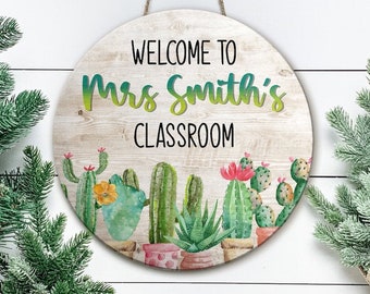 Personalized Teacher Door Sign, Potted Plants Classroom Door Sign, Teacher Welcome Sign, Teacher Gift, Classroom Decor, Back To School Sign