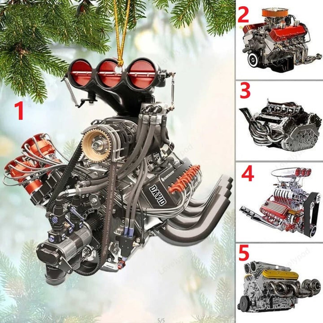 Personalized Drag Racing Engine Christmas Ornament , Hot Rod Engine ...