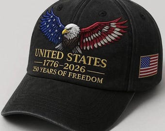 Gorra bordada con águila patriótica de Estados Unidos, 250.º aniversario, 1776-2026, estilo vintage, para papá, para hombre y mujer.