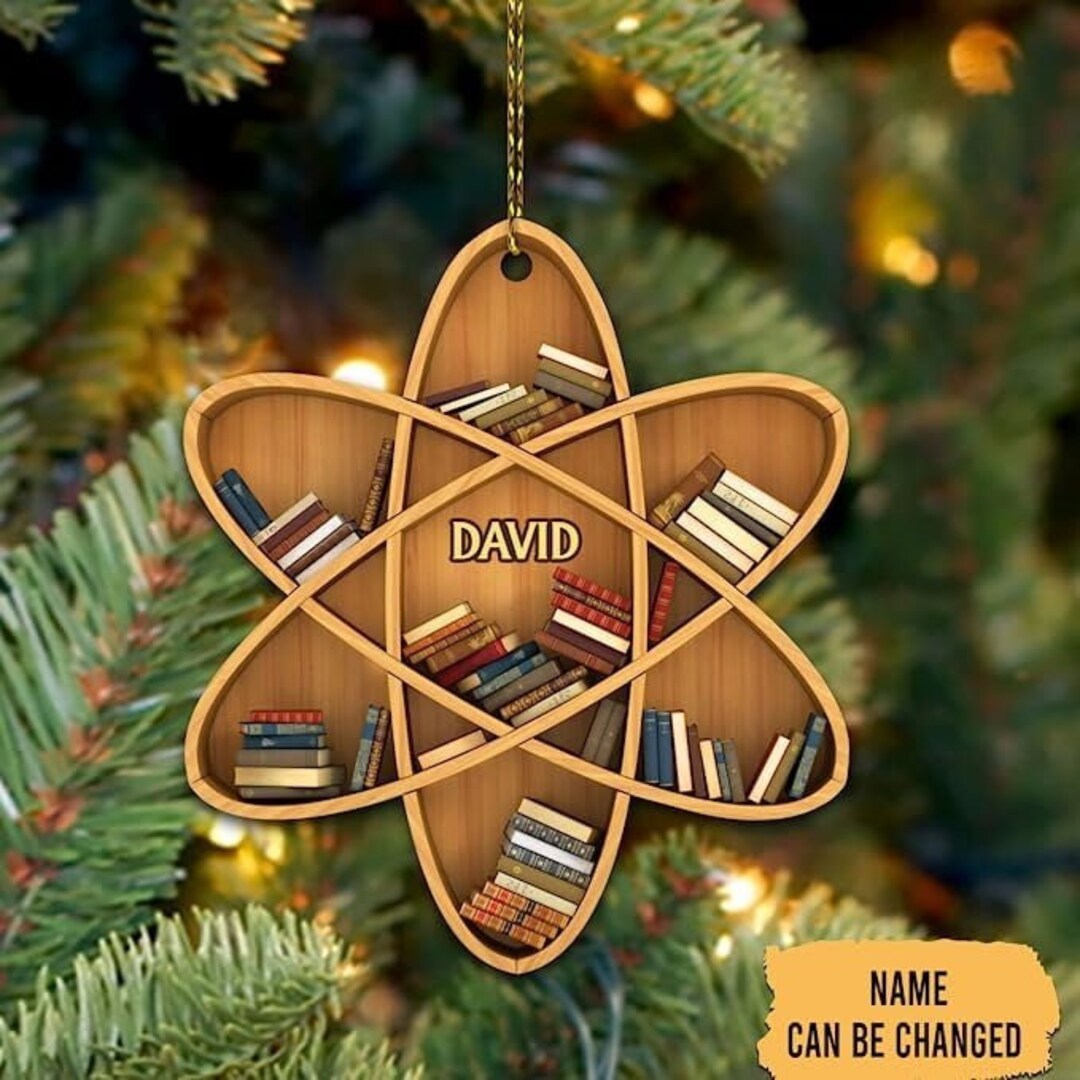 Personalized Bookshelf Ornament 2023, Bookshelf Ornament for Book Lovers, Librarian Book