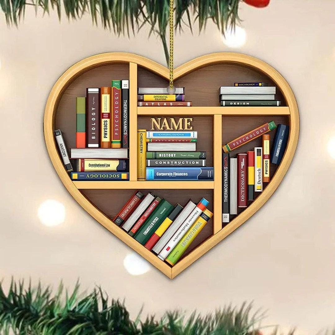 Personalized Bookshelf Ornament 2023, Bookshelf Ornament for Book Lovers, Librarian Book