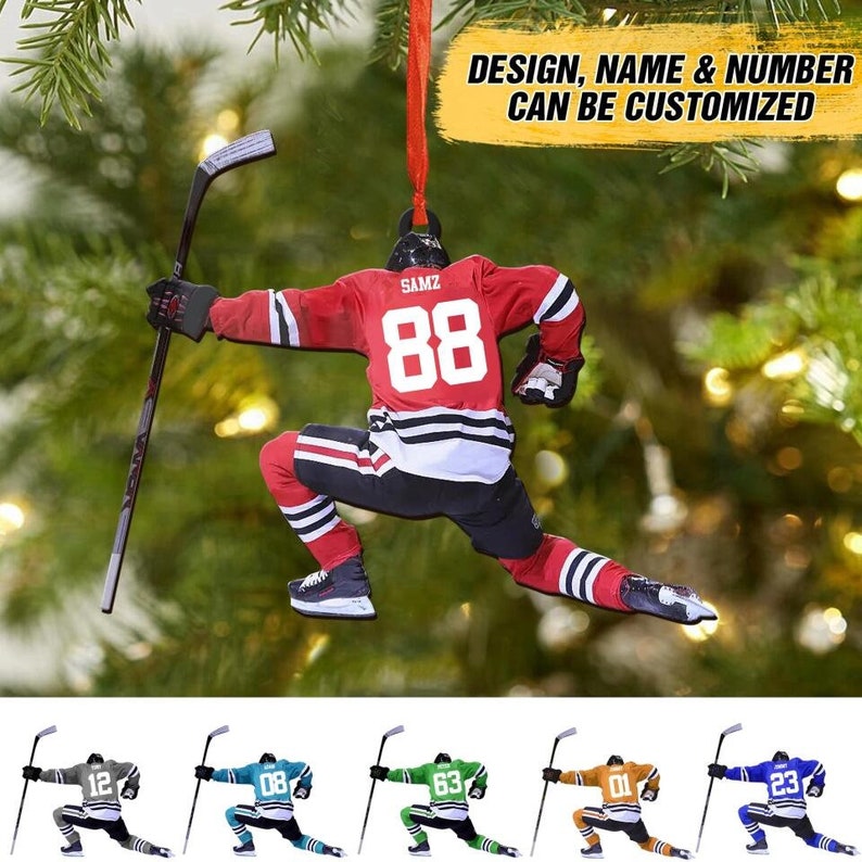 Personalized Hockey Players Christmas Ornament 2024, Hockey Players