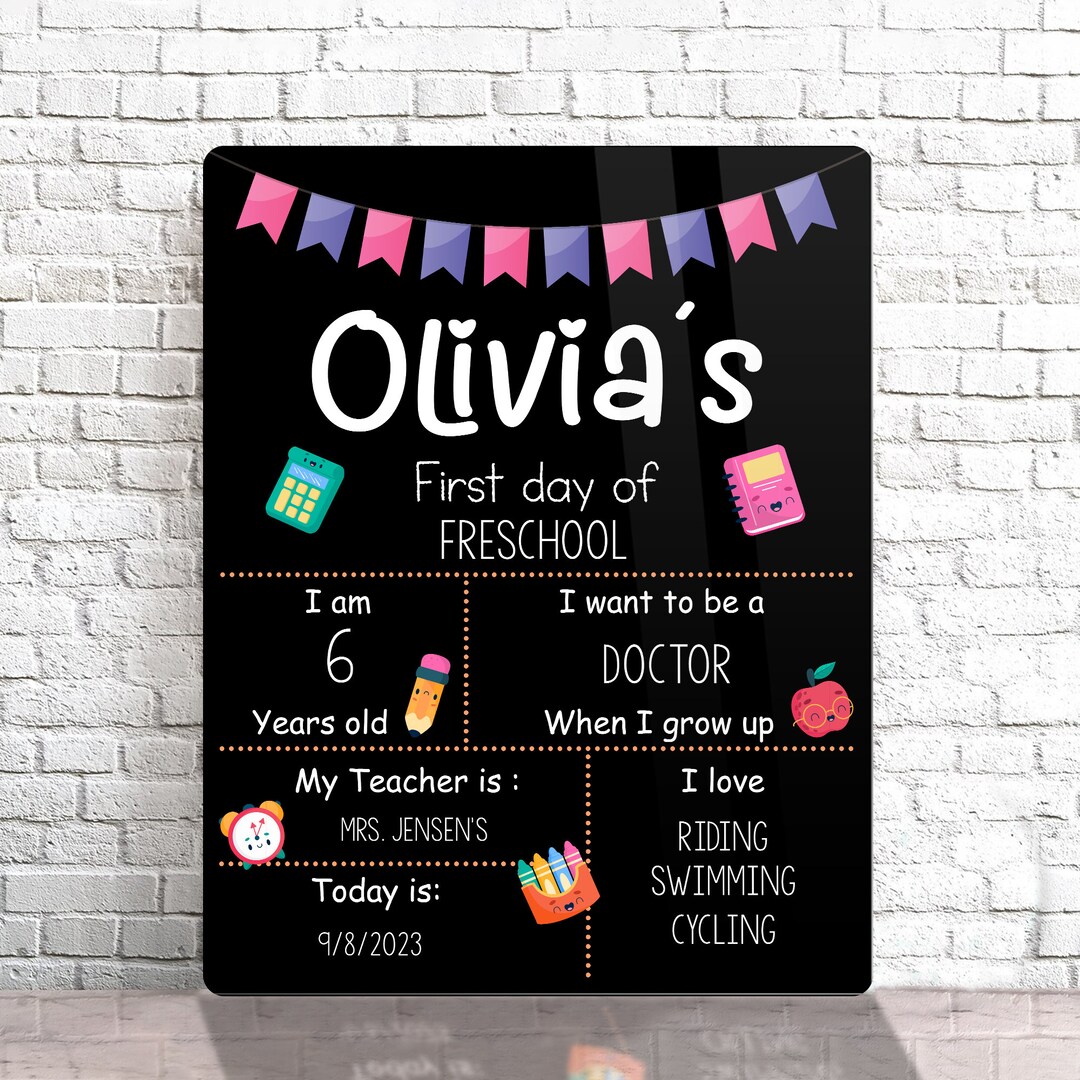 Personalized First Day of School Sign First Day of School - Etsy