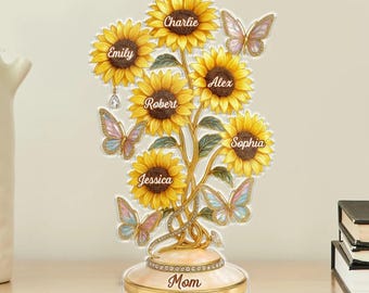Regalo personalizado para el Día de la Madre, placa de girasol, placa acrílica para mamá, regalo para la abuela, decoración de girasol