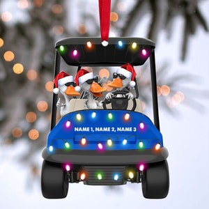 Personalized Golf Cart Duck Christmas Ornament 2024, Golf Cart Keepsake, Golfing Lovers Ornament, Gift For Golfer Xmas Decoration